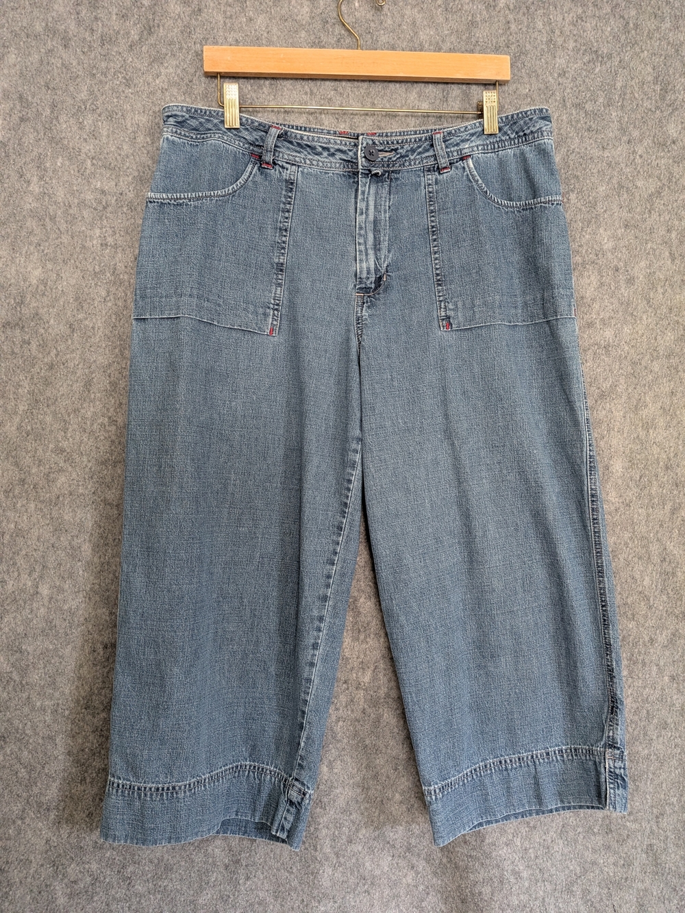 Riveted By Lee VTG Cropped Wide Leg Jeans Patch Pockets Sz 16